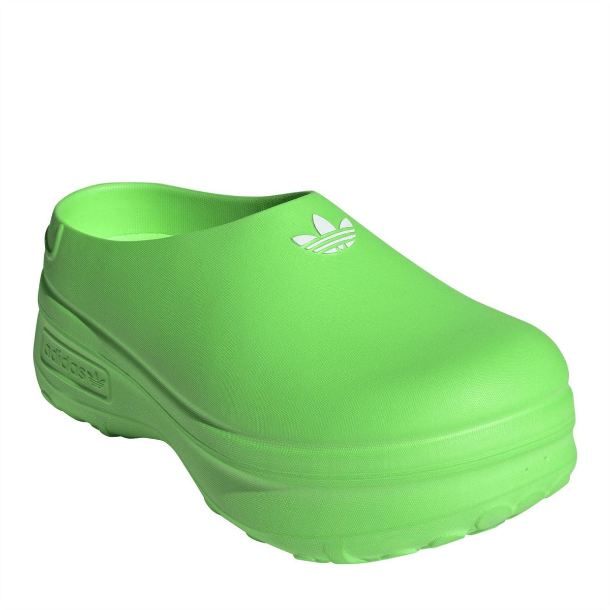 adidas Originals Adifom Stan M clog shoes, neon solar green with trefoil logo on side