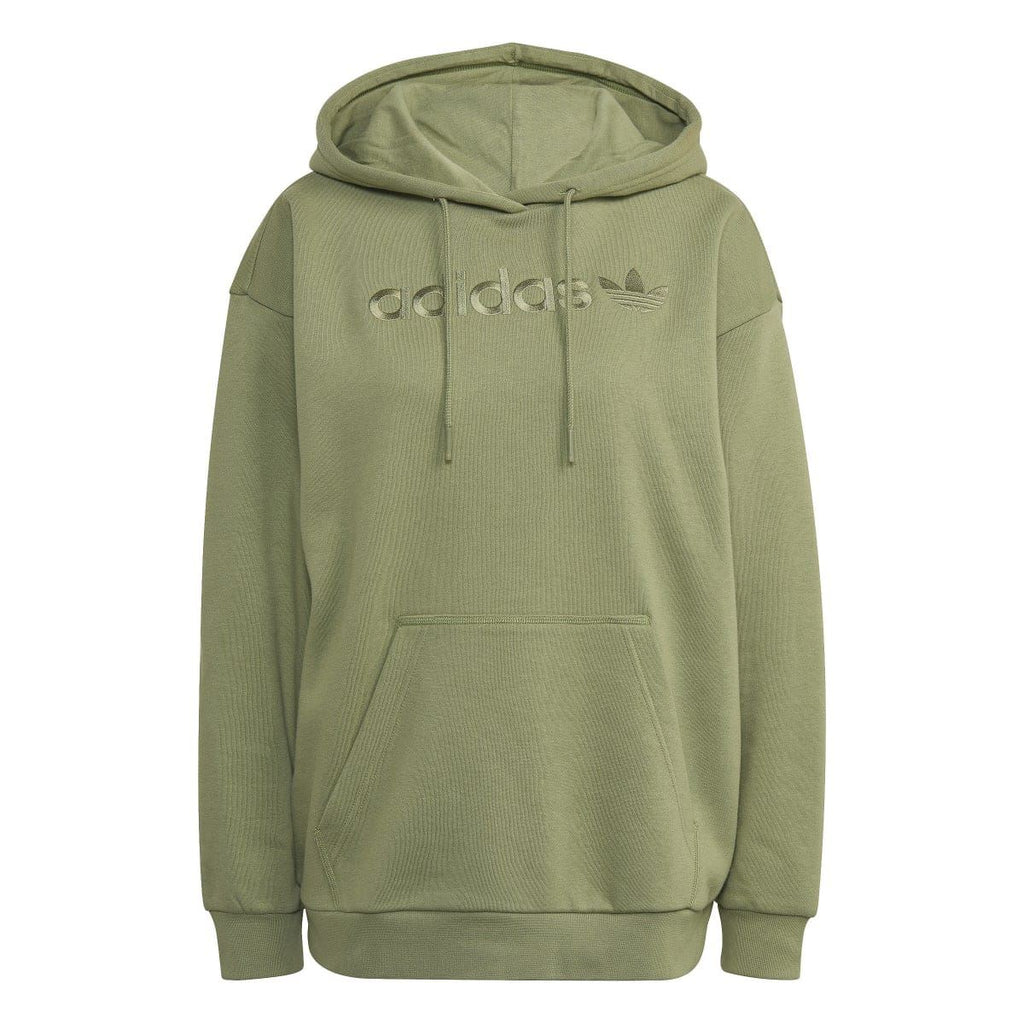 Green adidas Originals pullover boyfriend hoody with hood, drawstrings, kangaroo pocket