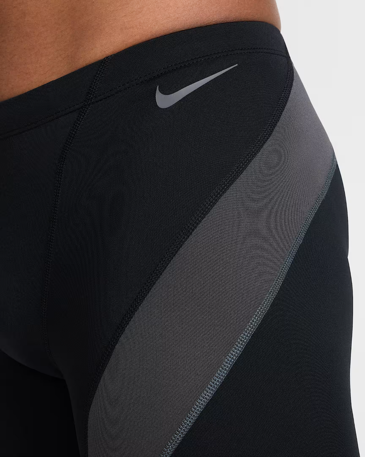 Men's Nike HydraStrong Jammer SwimSuit Black Gray Colorblock Pull-On SRT512