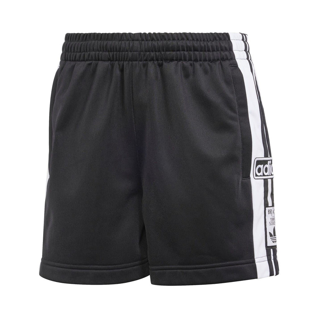 adidas Adibreak athletic shorts in black with elastic waistband and white side stripes