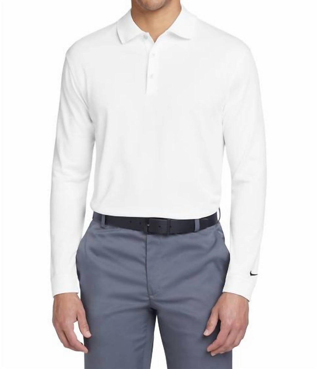 Long Sleeve Dri-Fit Stretch Tech Polo In White
