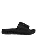 Core Black slide sandals with ribbed strap and ridged outsole, open toe
