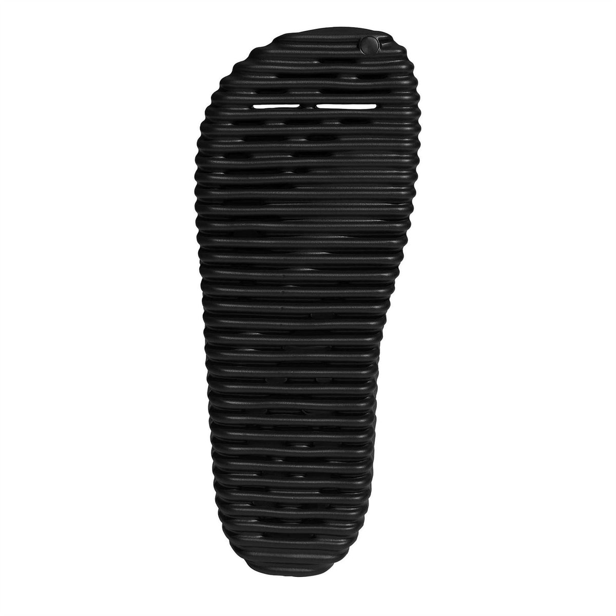 Core Black underside of slide sandal with ribbed outsole traction pattern