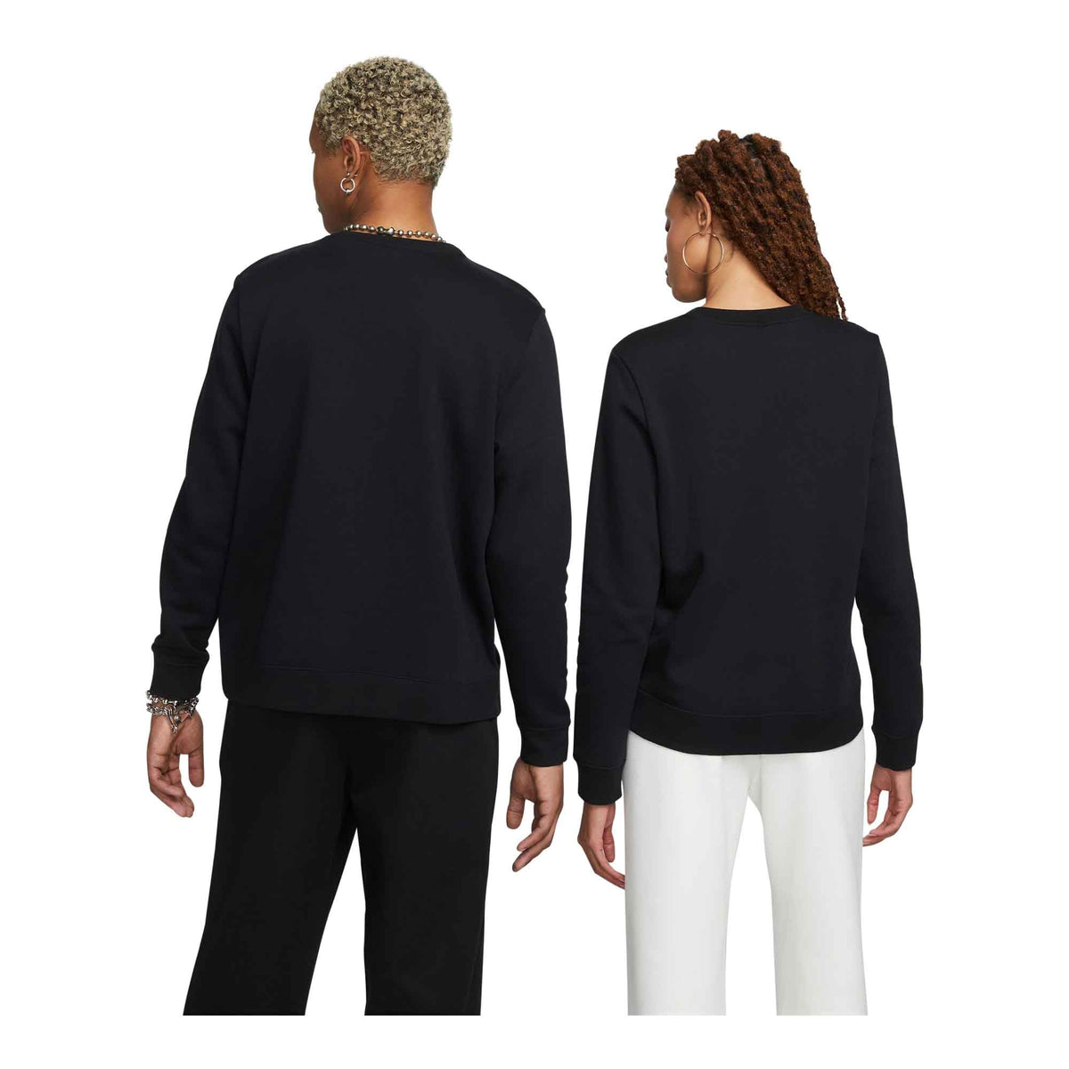 WOMENS NIKE SPORTSWEAR CLUB FLEECE CREW NECK SWEATSHIRT_BLACK/WHITE