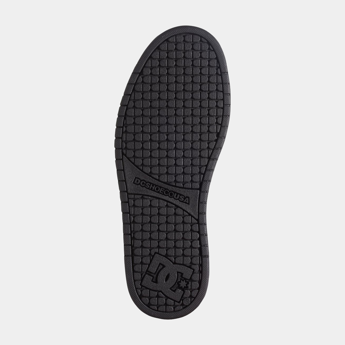 DC Court Graffik black rubber outsole with textured tread and DC logo