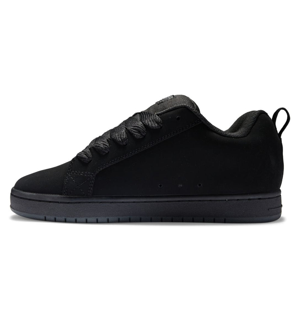 Court Graffik low-top sneakers in black with lace-up front and smooth panel upper