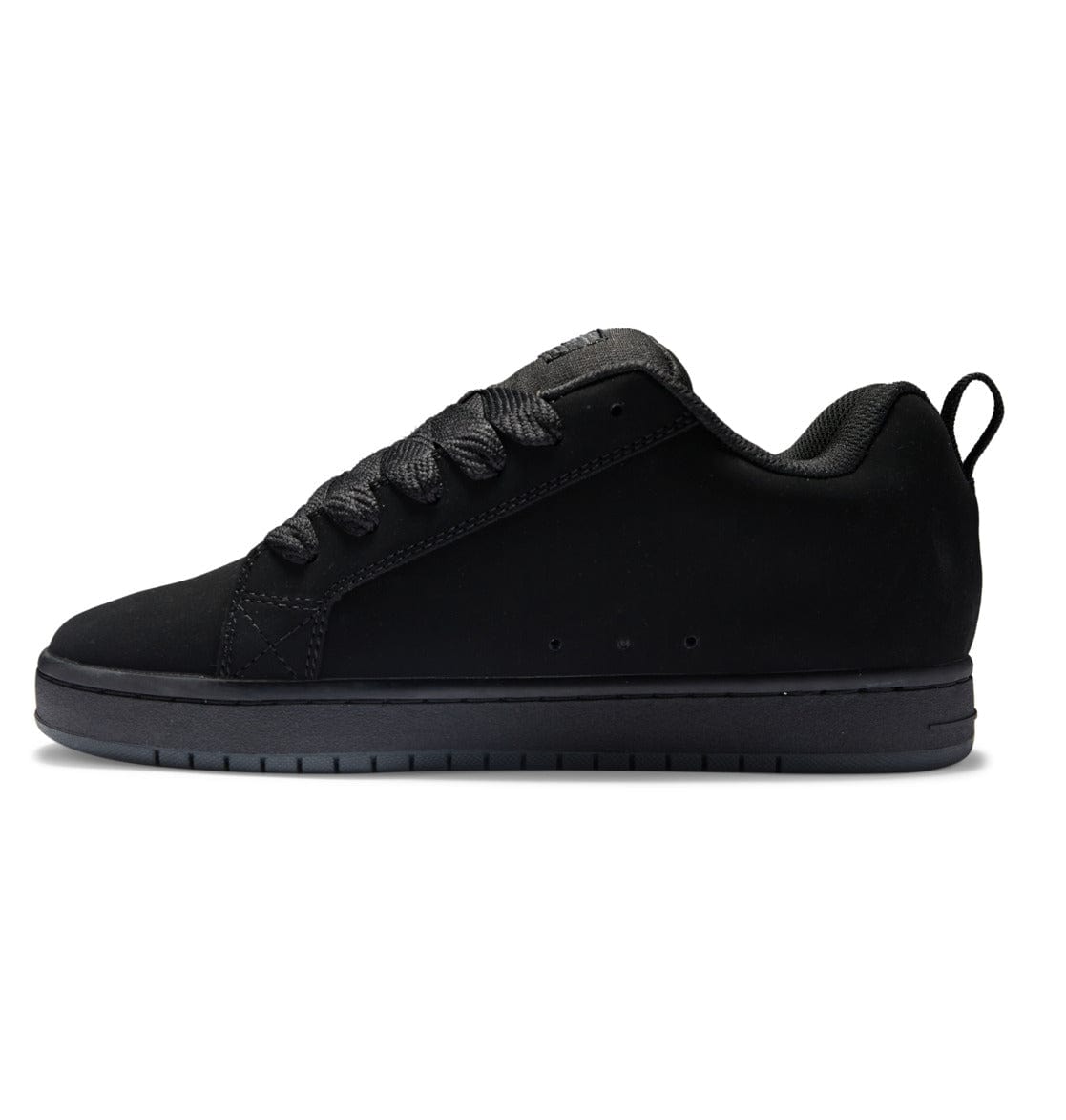 Court Graffik low-top sneakers in black with lace-up front and smooth panel upper