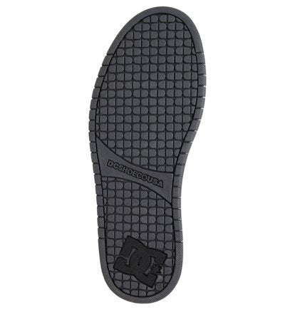 Court Graffik skate shoe outsole, dark tread pattern with DC logo on heel