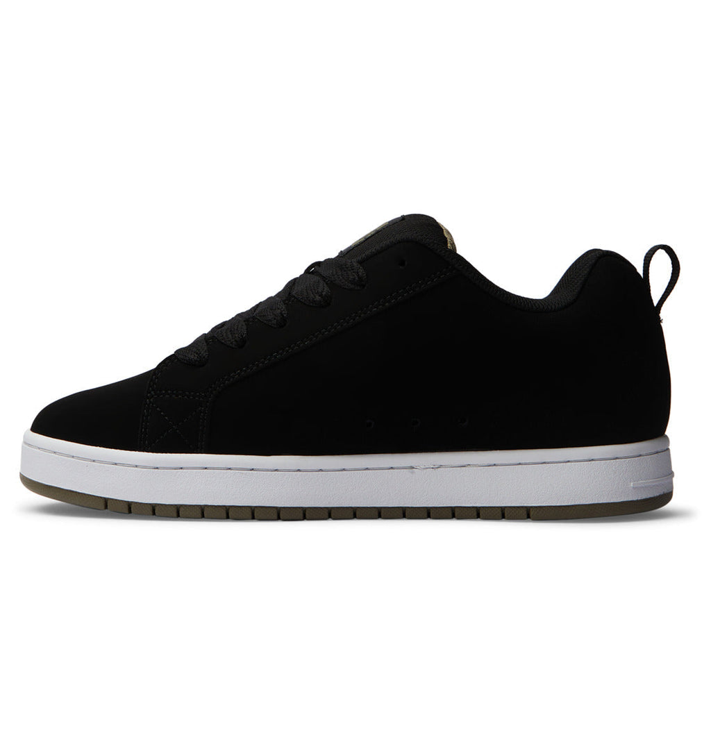 Court Graffik skate shoes in black with lace-up front and white midsole