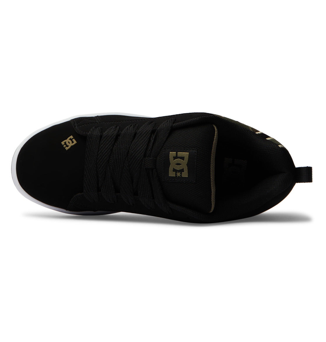 Court Graffik skate shoes in black with lace-up front and logo on heel panel