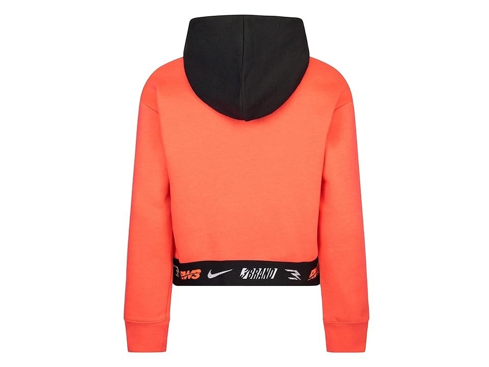 Nike 3BRAND Cropped Hoodie Girls Pink Cotton Kangaroo Pocket Pullover GBO242