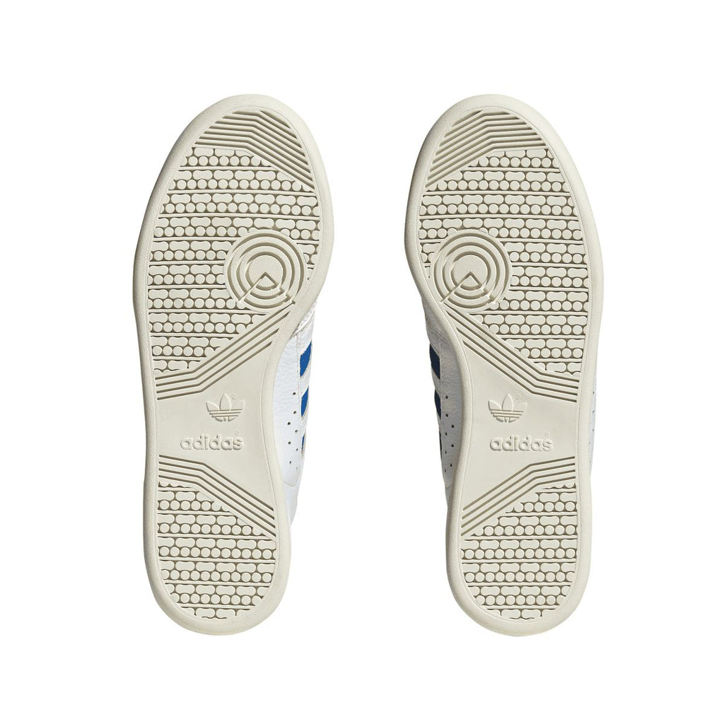 White adidas Continental 80 trainers, rubber outsole tread with adidas logo