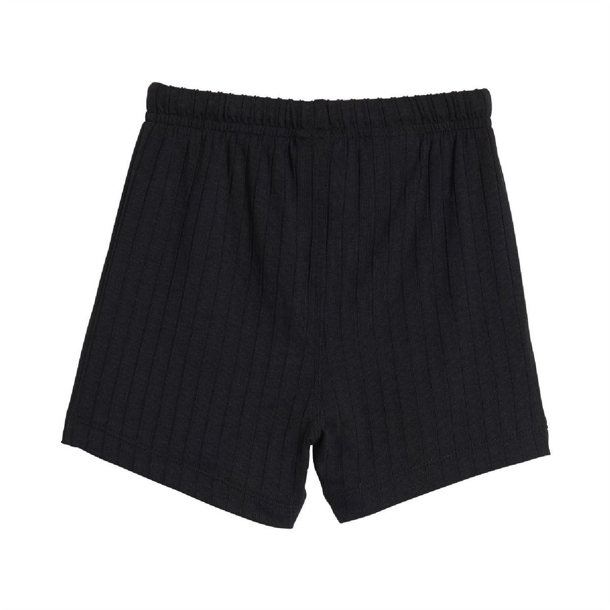 Black infants' ribbed shorts with elastic waistband