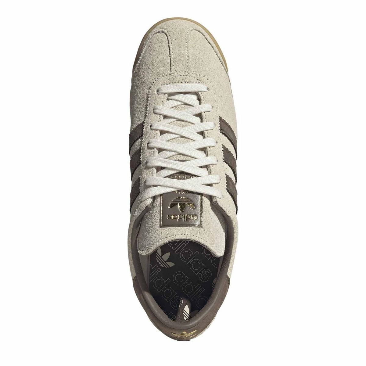 adidas Originals suede lace-up sneakers, beige toe with white lace-up