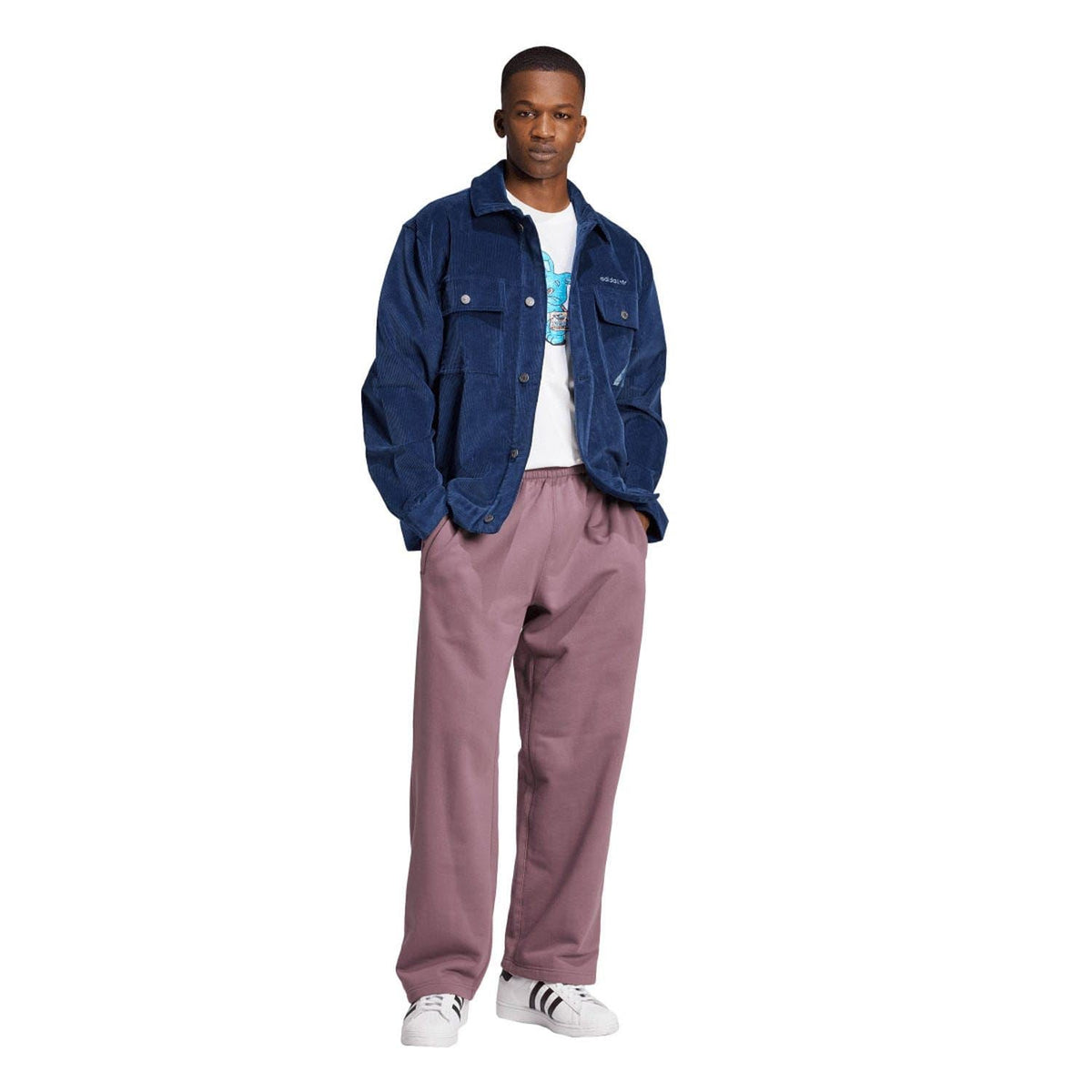 Indigo coach overshirt with front button closure and flap chest pockets