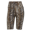 adidas Originals slim-fit athletic shorts with brown/cream snake print and adidas logo