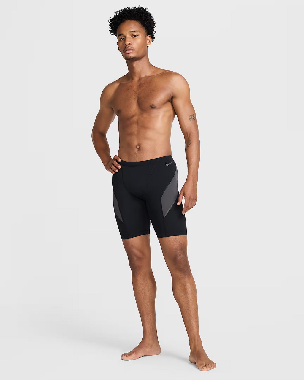 Men's Nike HydraStrong Jammer SwimSuit Black Gray Colorblock Pull-On SRT512