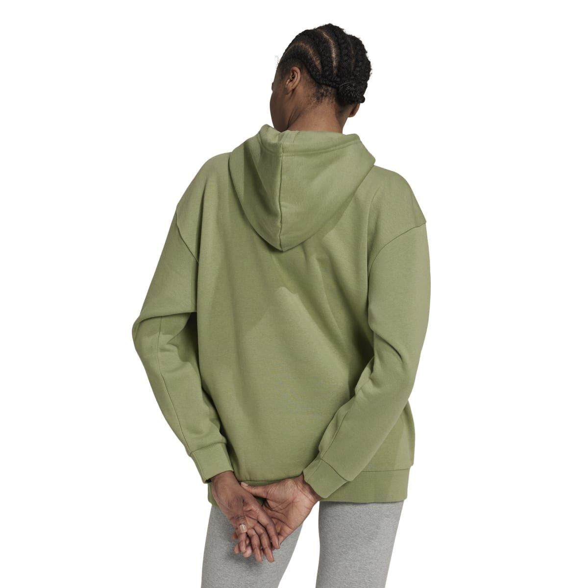 Green adidas Originals pullover hoody back view with hood and kangaroo pocket