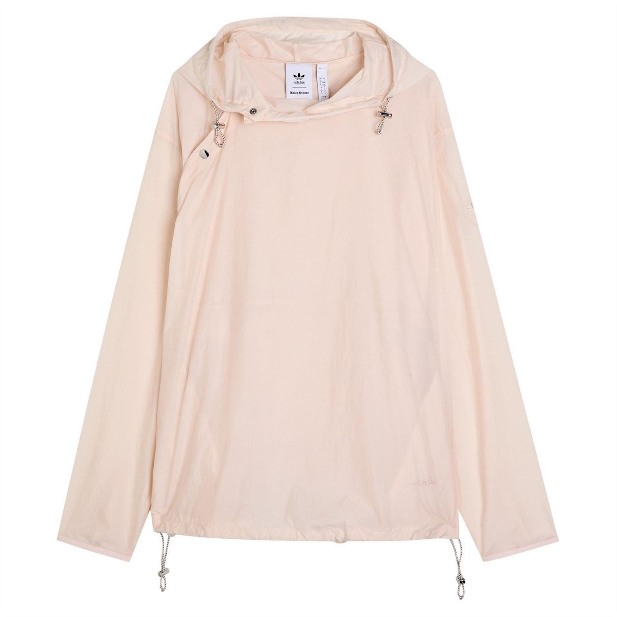 adidas Originals light pink hooded anorak with zip front and drawcord hem