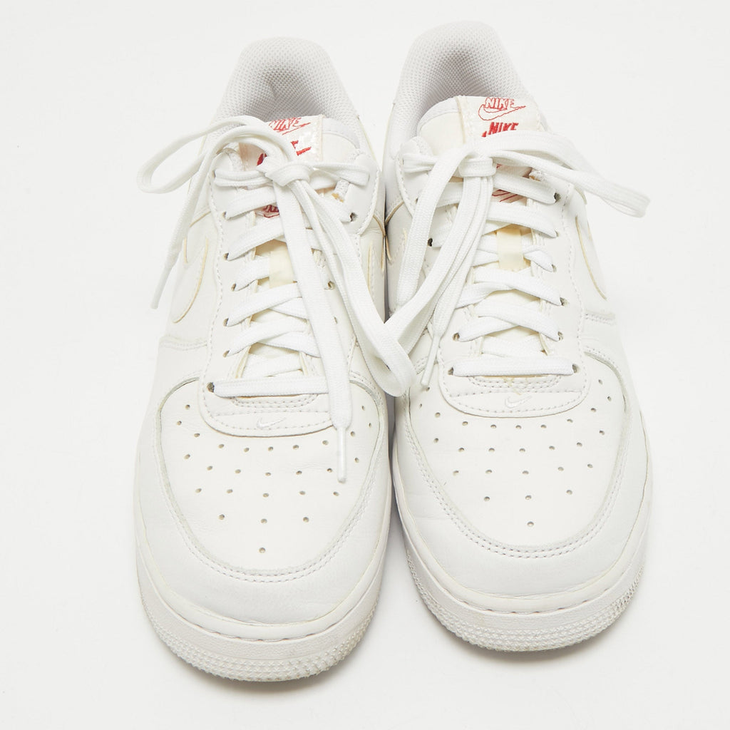 Nike White Leather Dunk Low Lace Up Sneakers