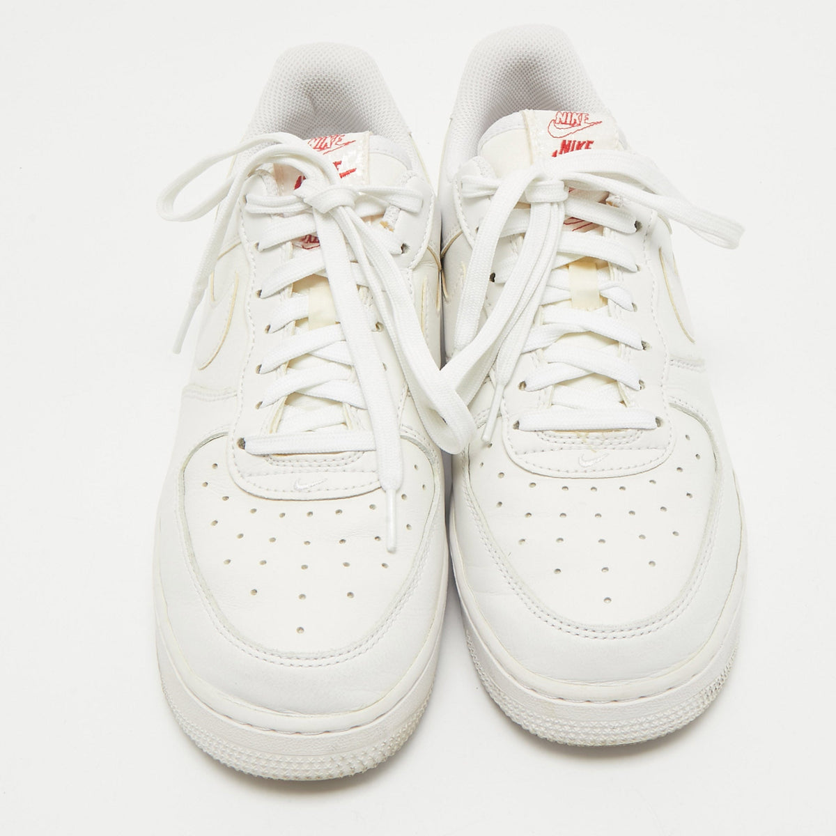 Nike White Leather Dunk Low Lace Up Sneakers