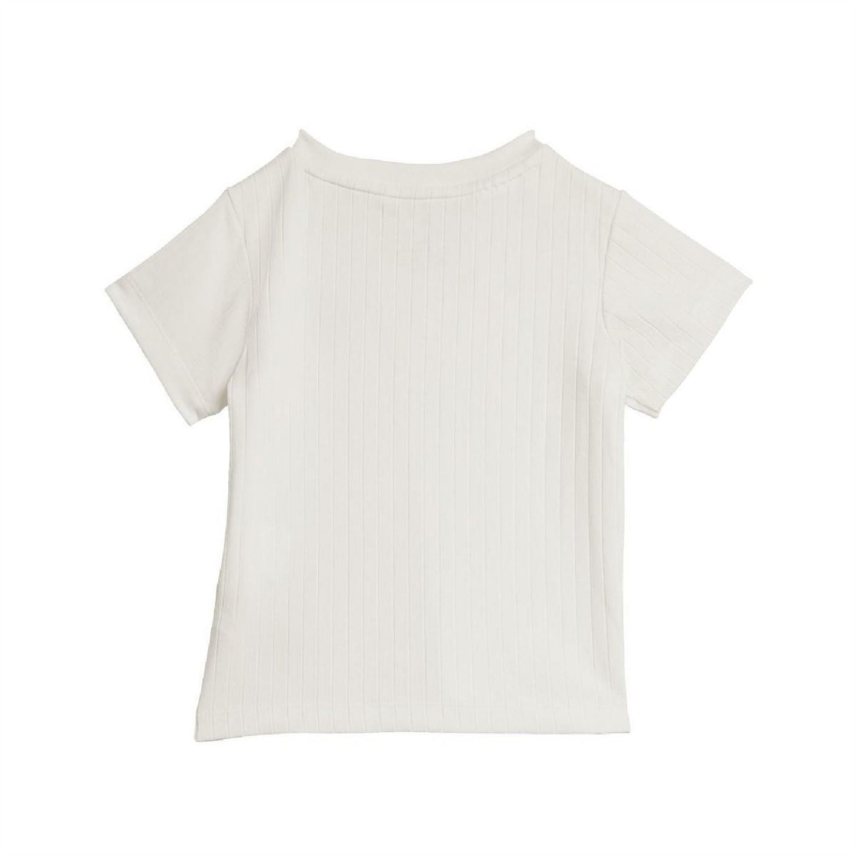 Infants white ribbed T-shirt with short sleeves