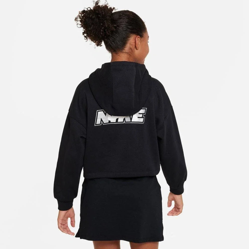 Nike NSW Icon Novelty DV3219-010 Hoodie Girls Black Fleece Oversized RED436