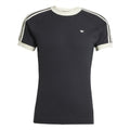 Black adidas Originals T-shirt with white-striped raglan sleeves and small trefoil logo