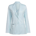 Light blue relaxed fit collared blazer jacket with button front and flap pockets