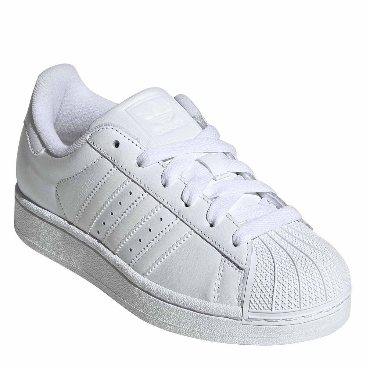 adidas Originals Superstar II sneakers, white leather lace-up with embossed side stripes