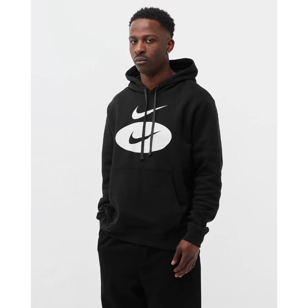 Men's Nike Sportswear Swoosh League Pullover Hoodie Black/White DM5458-010