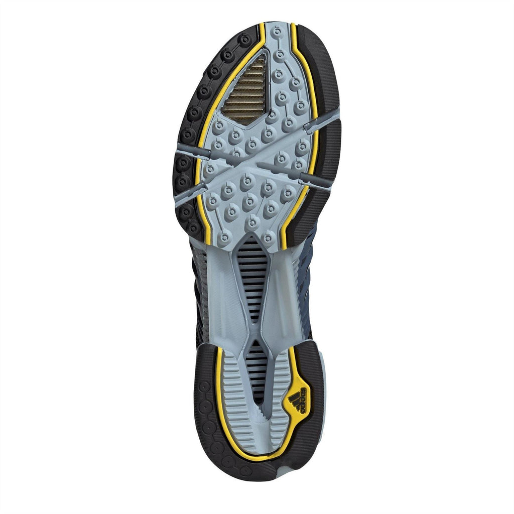 Climacool 1 outsole view with gray traction lugs and yellow side trim