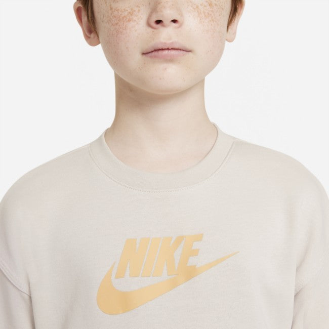 Nike Sweatshirt Kids  Desert Sand Long Sleeve Crew Neck Pullover GBO156