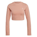 Blush cropped slim-fit long-sleeve crew-neck T-shirt with adidas logo