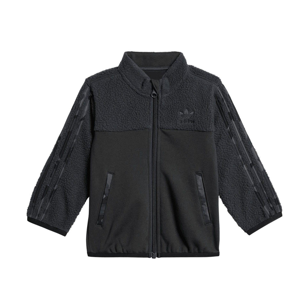 Infants polar fleece zip jacket with adidas logo and side pockets, dark grey