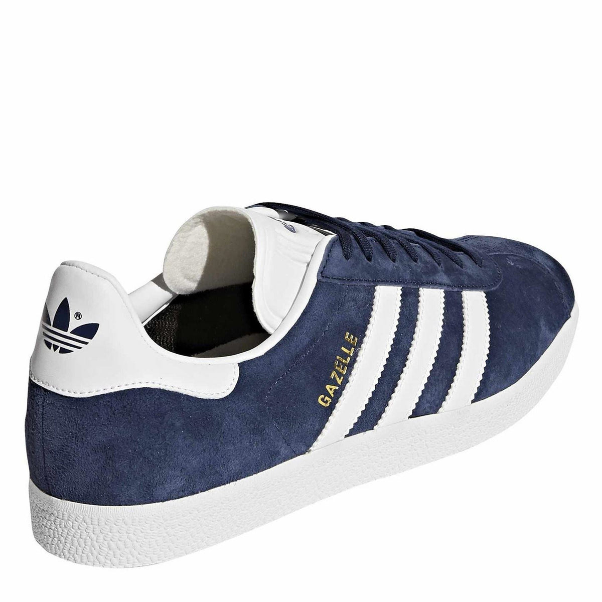 Adidas Gazelle JN64 suede sneakers, navy with white lining and heel pull tab