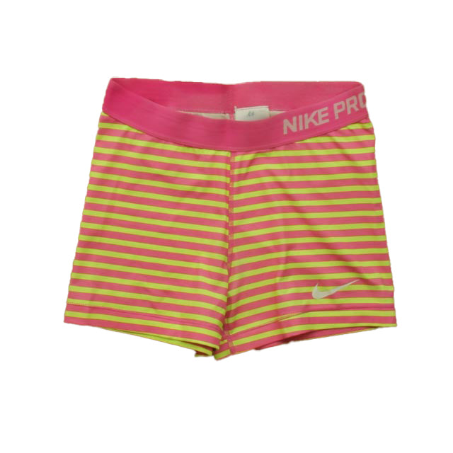 Nike Girls Pink | Yellow Stripe Athletic Shorts