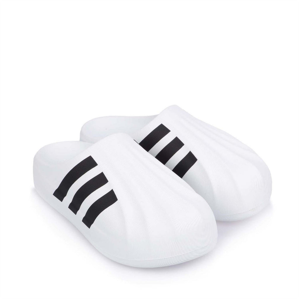 adidas Originals Superstar Mule shoes, white slip-on with black triple-stripe logo