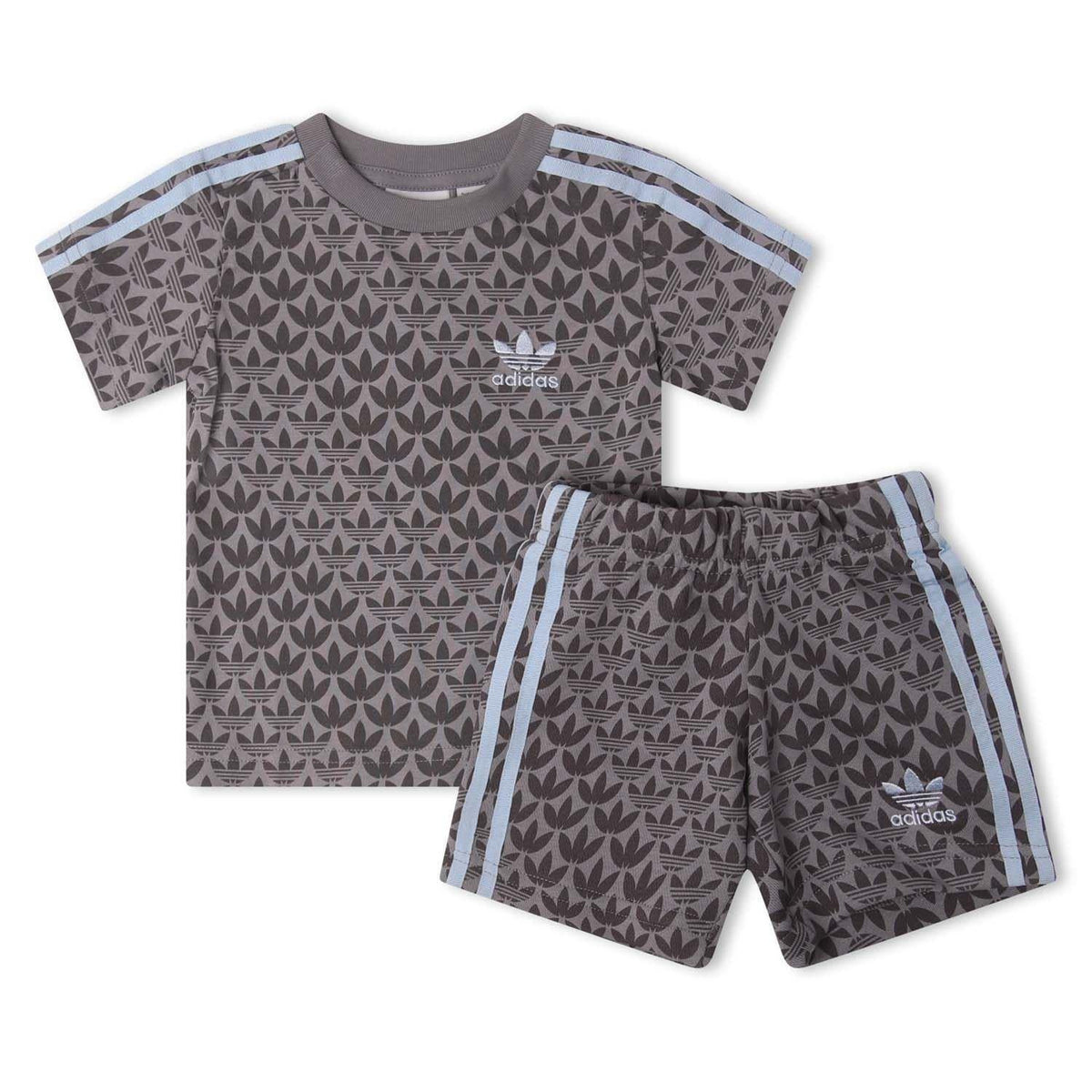 Adidas Originals juniors T-shirt and shorts set for ages 8-16, featuring the classic logo and comfortable casual fit