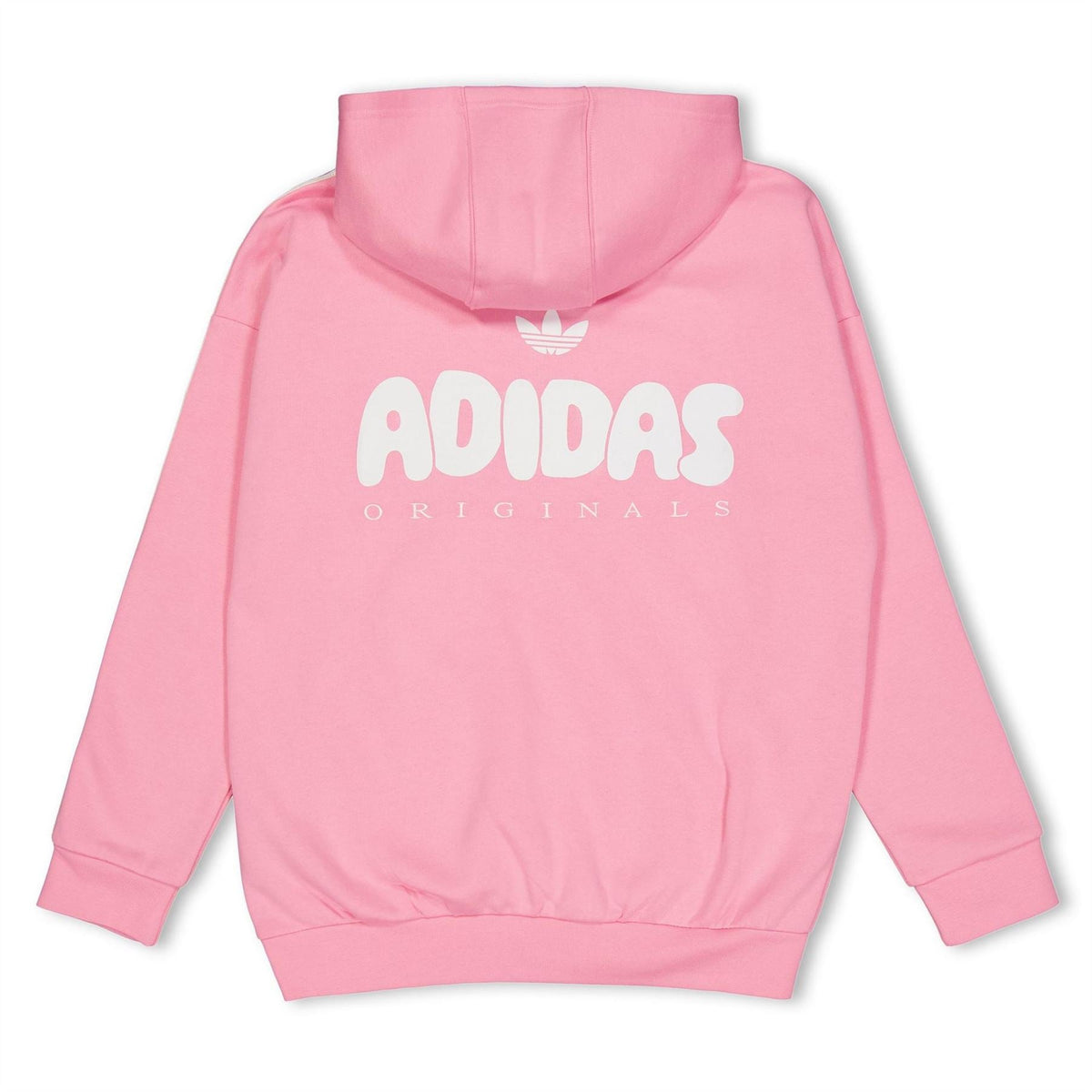 Pink junior hoodie with hood and large adidas Originals back print