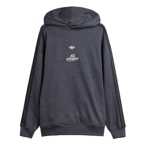 adidas Originals 100t pullover hoodie in dark carbon with embossed graphic and chest print