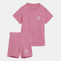 Infants pink T-shirt and cycling shorts set with adidas logo prints