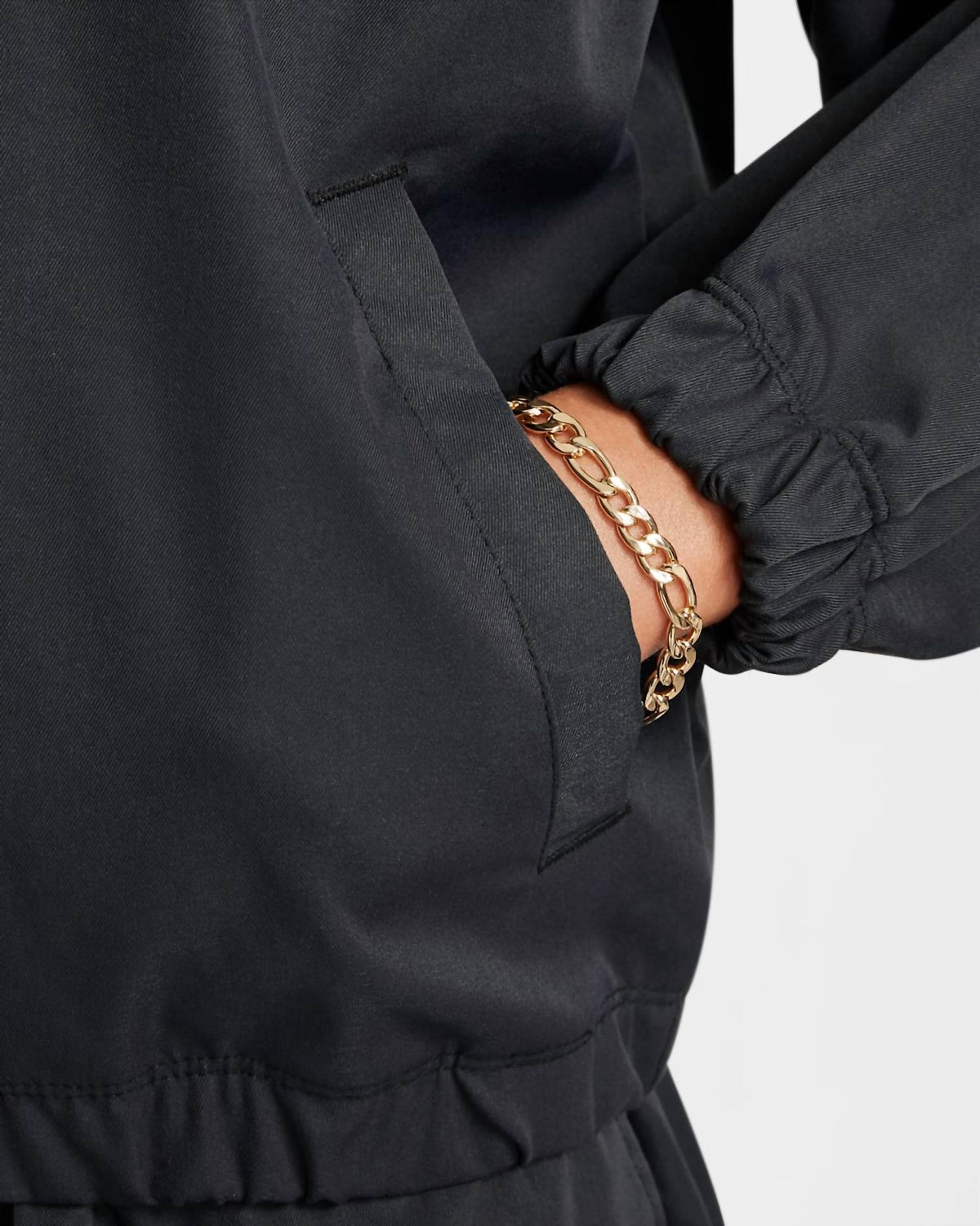 Girls' Sportswear Oversized Lightweight Jacket In Black/white