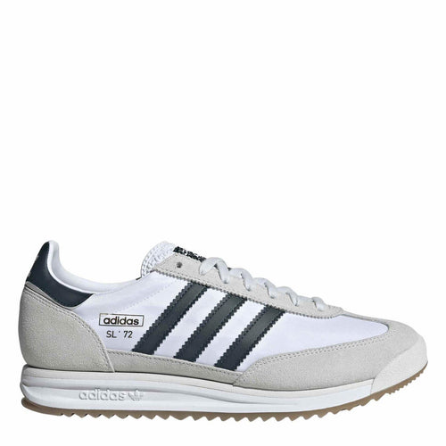 Men's low-top sneakers in white and grey with black adidas stripes