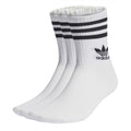White crew socks with black ribbed stripes and adidas logo, 3-pack set