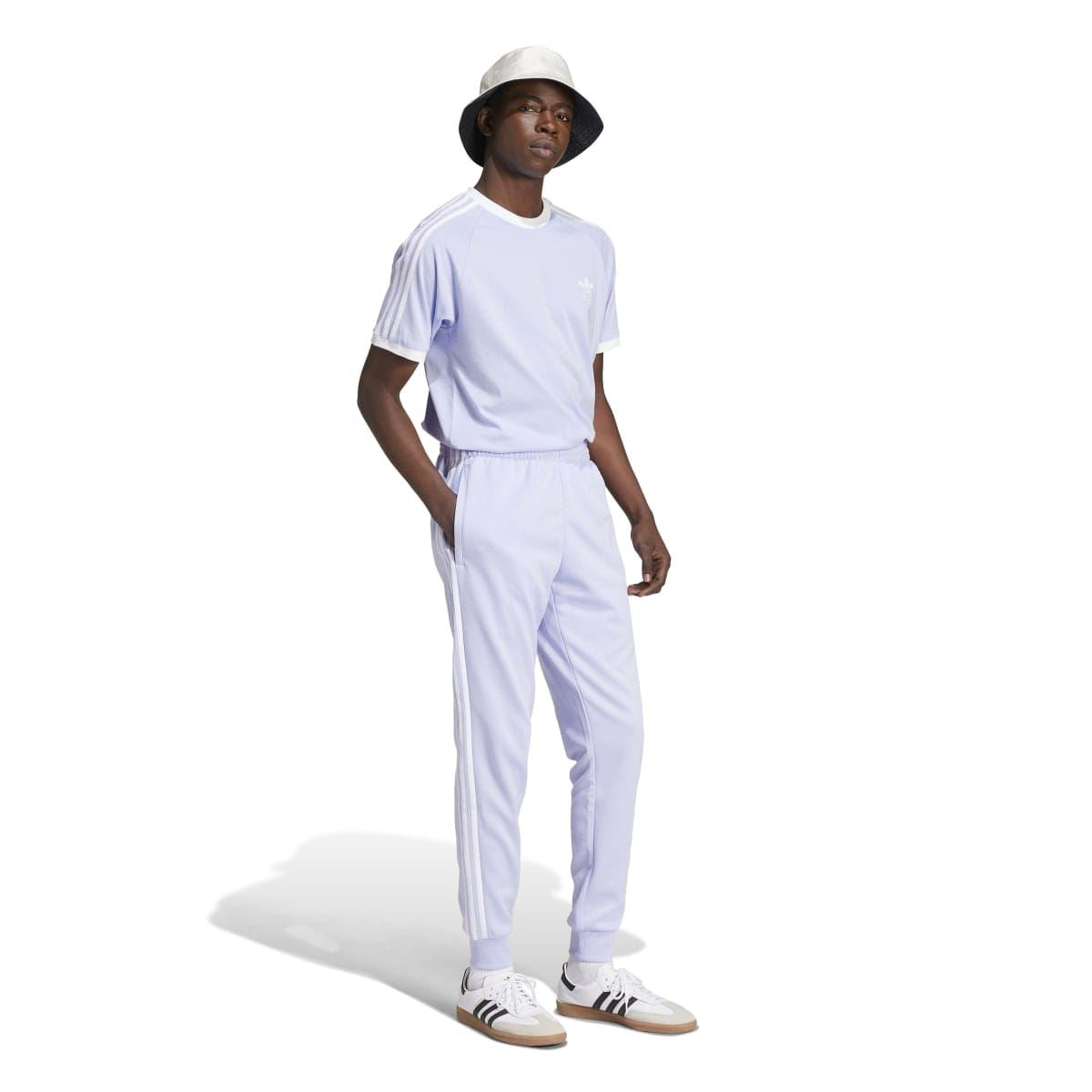 Lavender adidas Originals Adicolor 3-Stripes T-shirt with crew neck and short sleeves