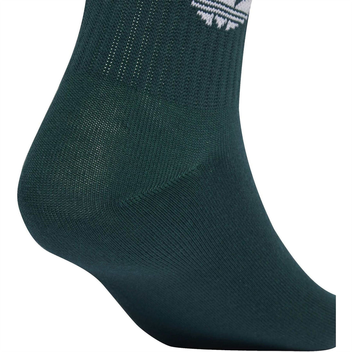 adidas Originals crew sock in dark green with trefoil logo and ribbed knit