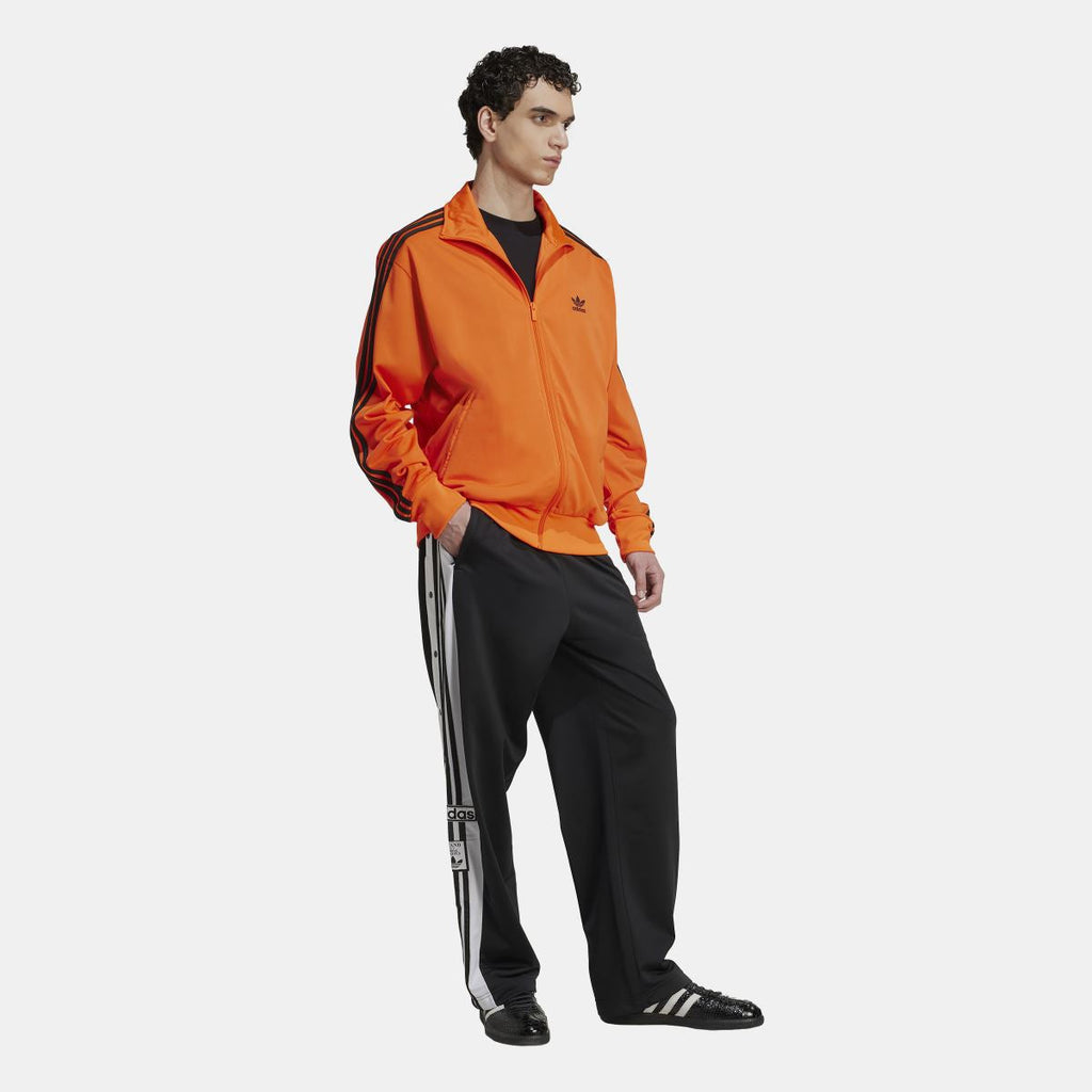 adidas Originals Adicolor Classics Firebird Track Top in black with red and white accents, front view showing zip-up design and logo