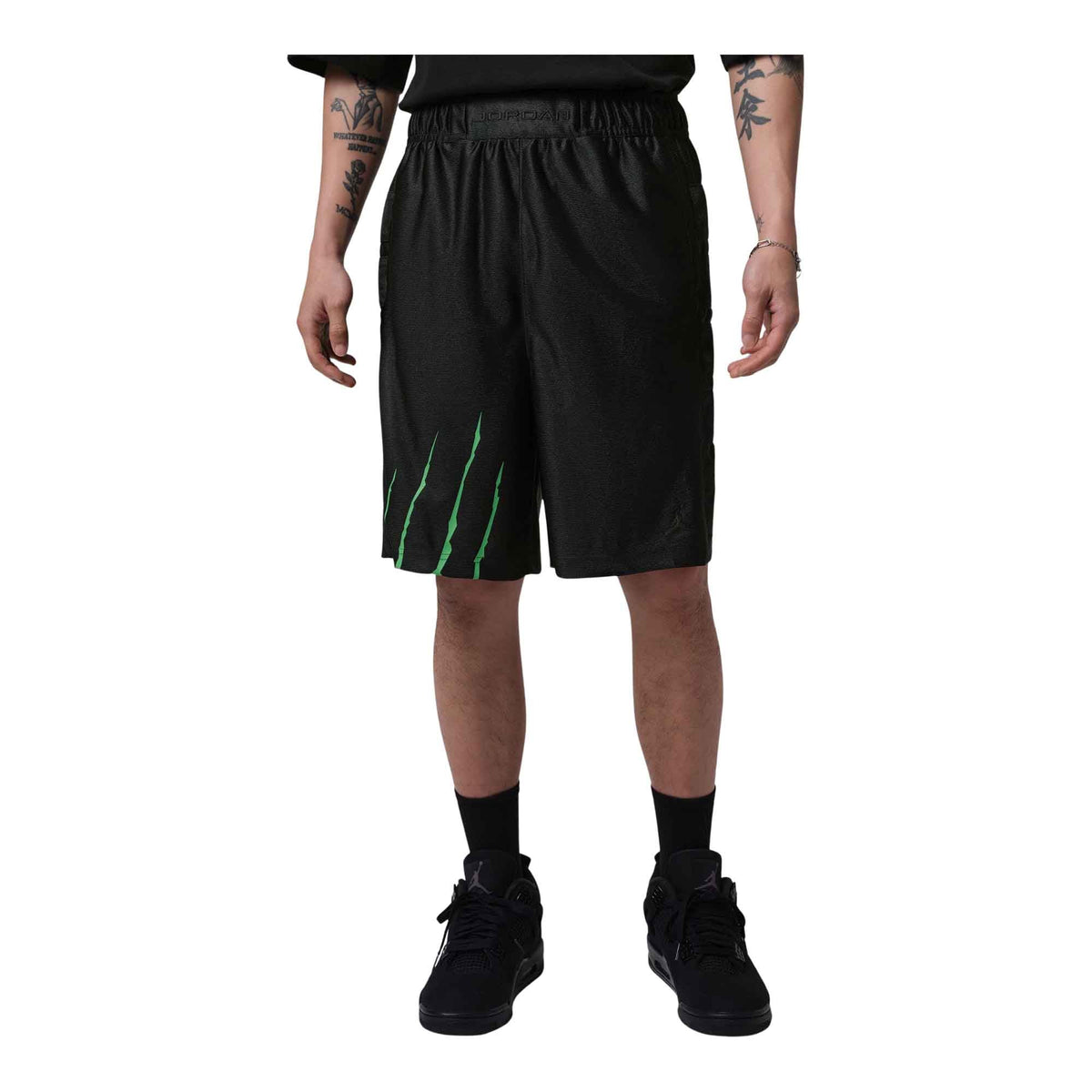 Mens Jordan Brooklyn Cat Scratch Black Cat Shorts Black/Black/Scream Green