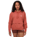 Pink adidas Originals hoodie with hood drawstrings, snap-button placket, trefoil logo